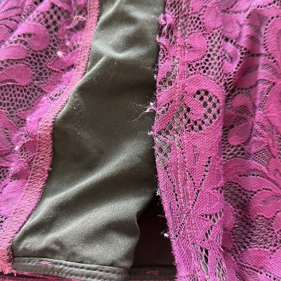 Purple Lace Off Shoulder Ruffle Bell Sleeve Formal Dress Sz XS - Picture 4 of 7